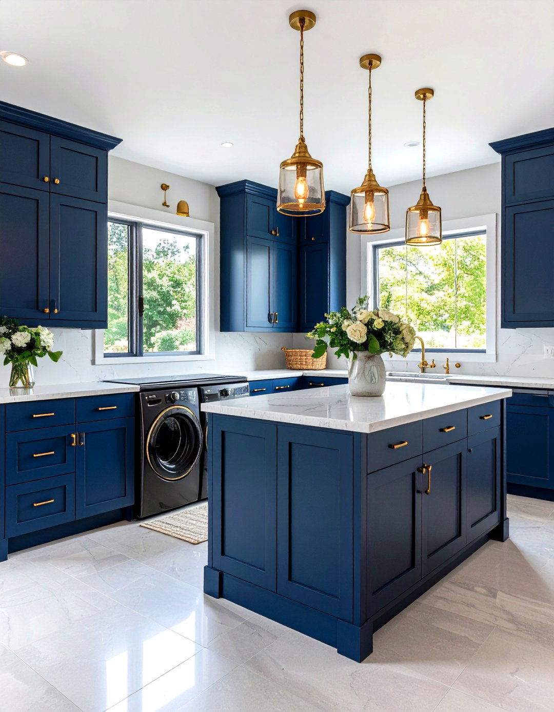 Moody Farmhouse Laundry Room with Dark Cabinetry - 30 farmhouse laundry room ideas