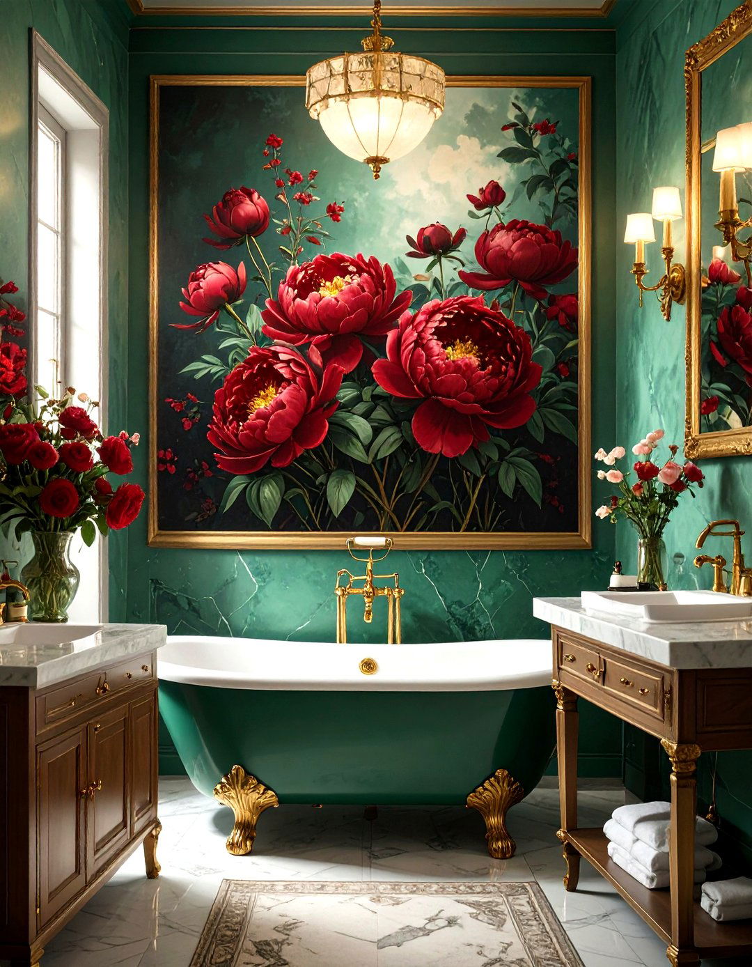 Moody Floral Bathroom Art - 30 bathroom art ideas
