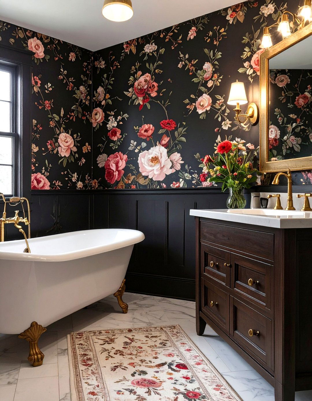 Moody Floral Bathroom Wallpaper - 30 bathroom wallpaper ideas