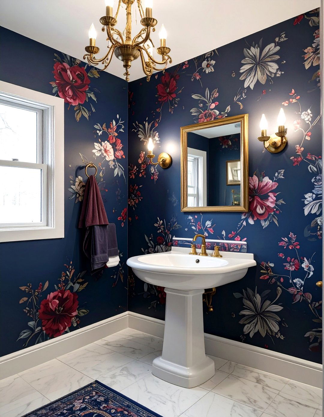 Moody Florals Half Bathroom - 30 half bathroom decor ideas