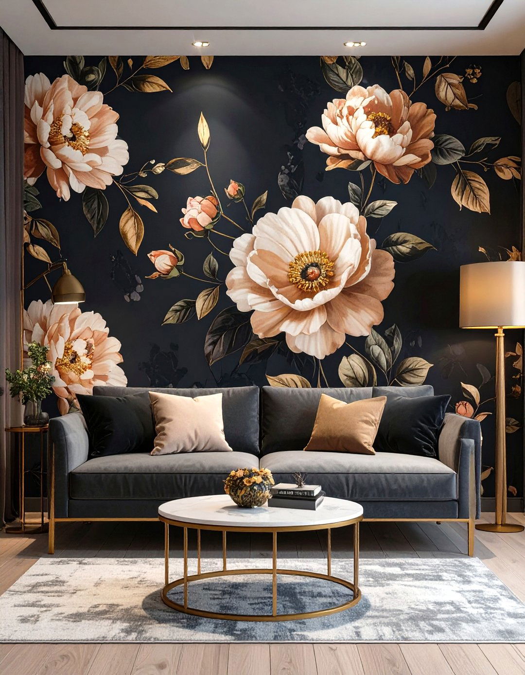 Moody Florals Living Room Wallpaper - 30 classy wallpaper designs for living room