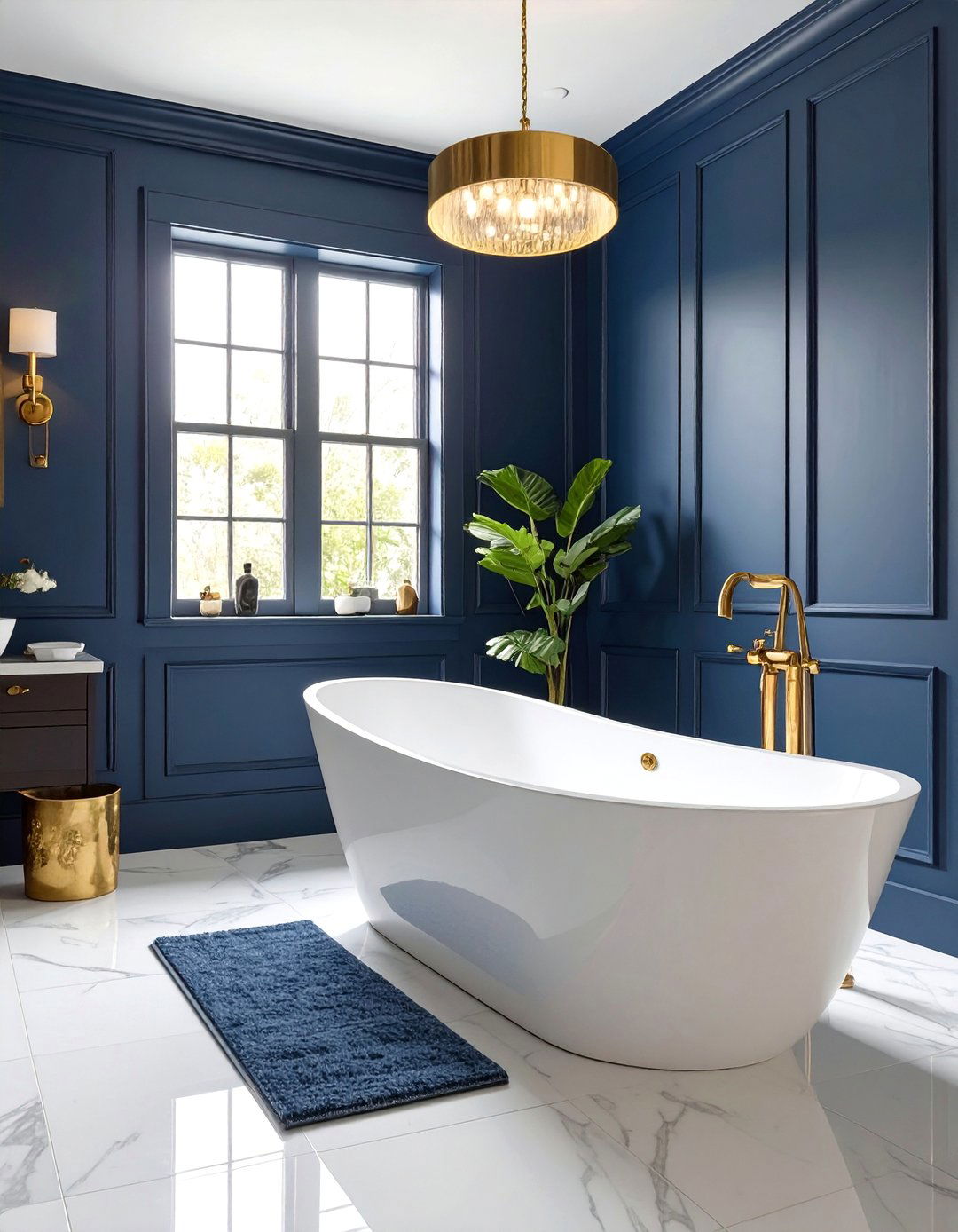 Moody Navy Blue Bathroom - 30 bathroom painting ideas photos