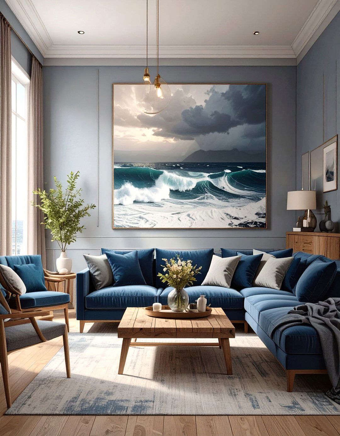 Moody Stormy Coastal Living Room - 30 coastal living room ideas