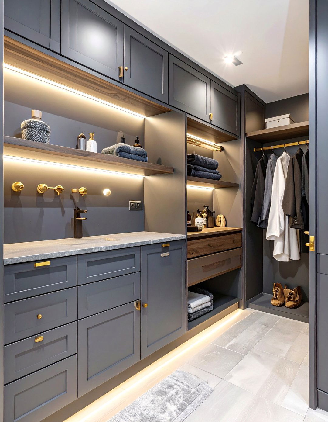 Moody and Dramatic Bathroom Closet - 30 bathroom closet ideas
