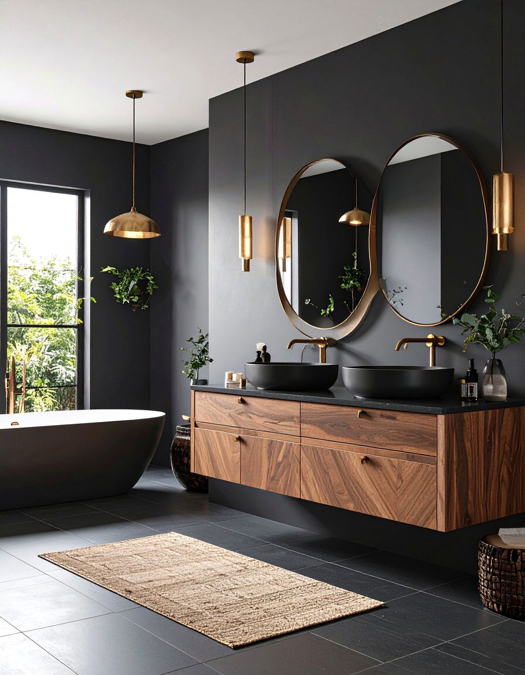 Moody and Dramatic Dark Bathroom
