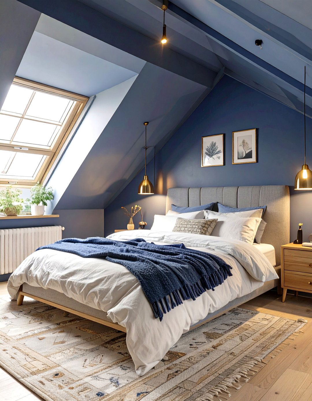 Moody and Dramatic Dark Bedroom - 30 low sloped ceiling bedroom ideas