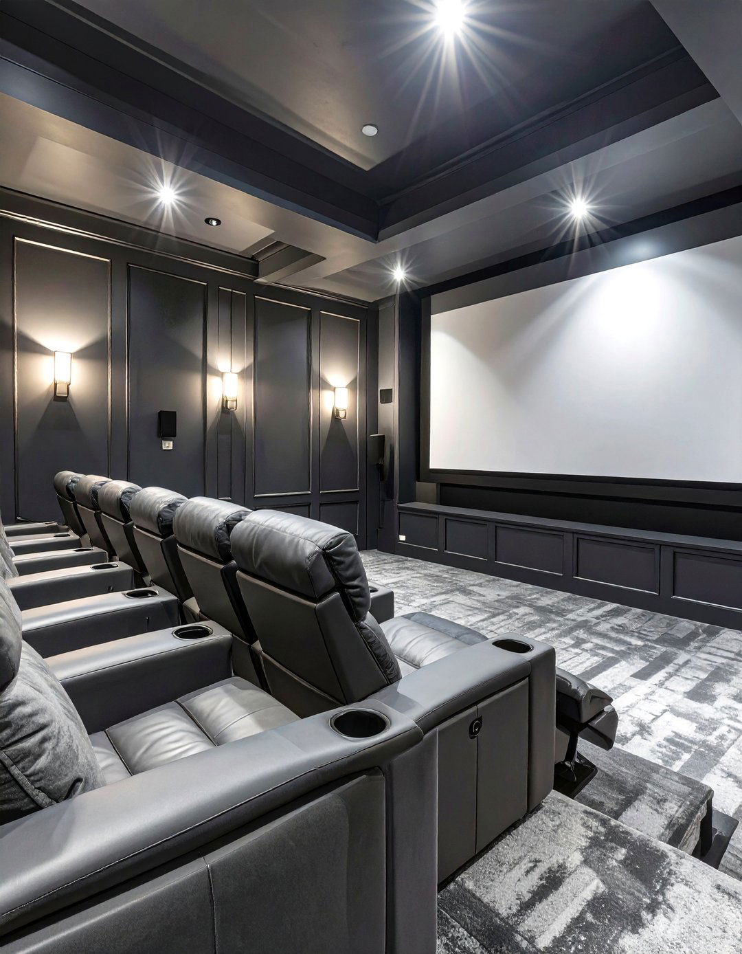 Moody and Dramatic Theater Room - 30 basement living room ideas