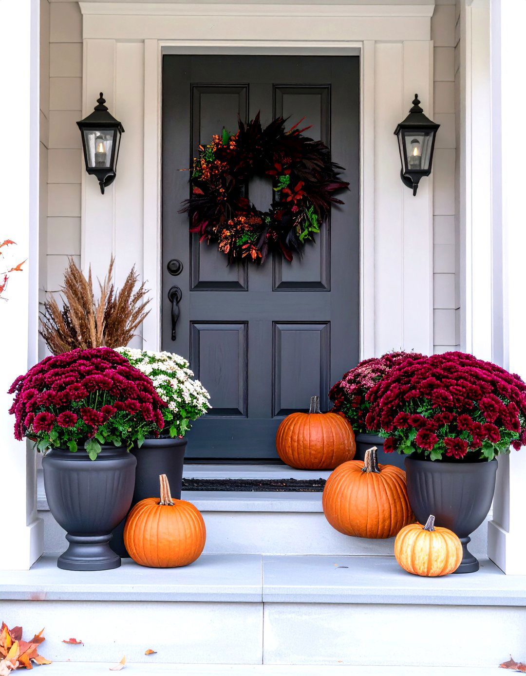 Moody and Monochromatic Porch Style - 30 fall porch decorating ideas