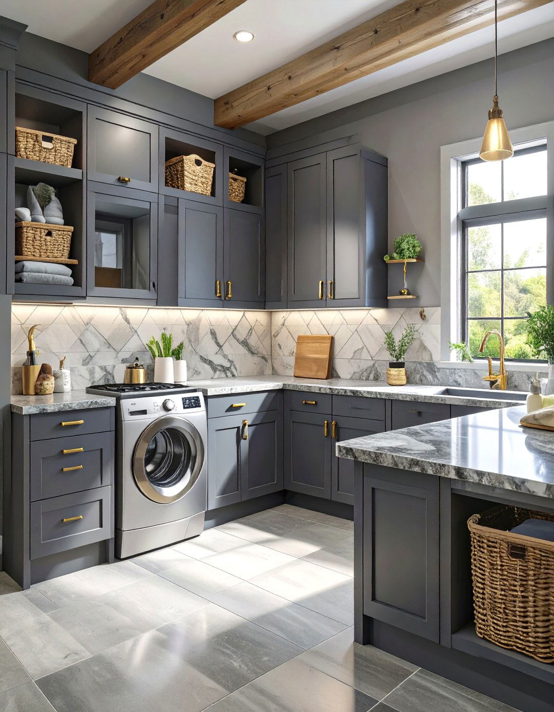 Moody and Sophisticated Basement Laundry Room - 30 concrete basement laundry room ideas