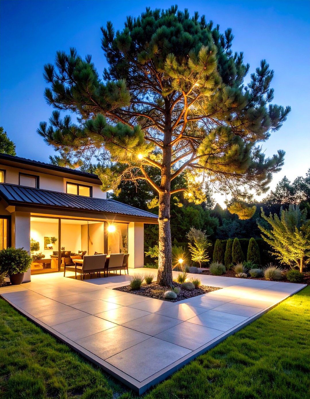 Moonlighting Effect From High Branches - 30 outdoor tree lighting ideas