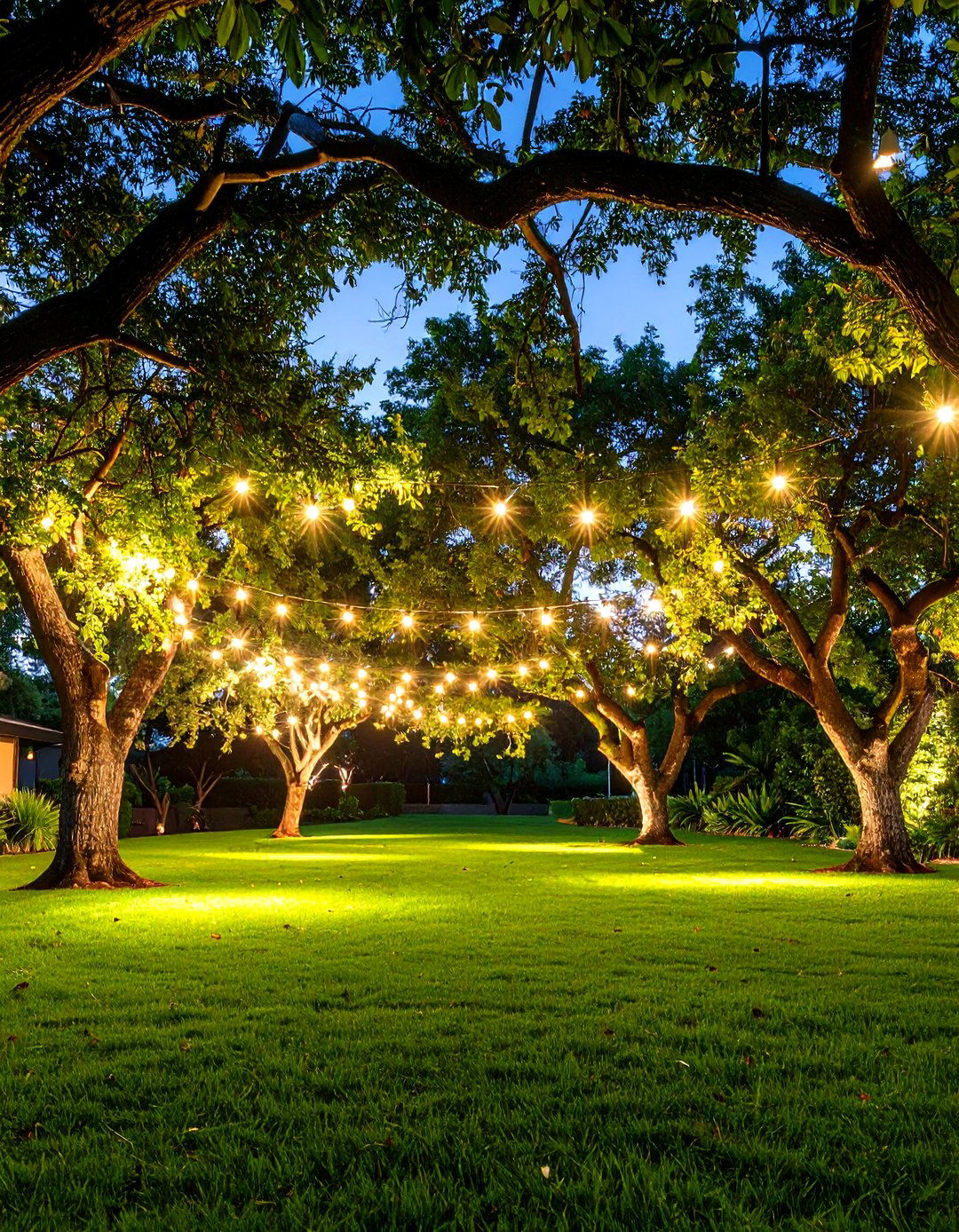 Moonlit Tree Canopy Effect - 30 front yard lighting ideas