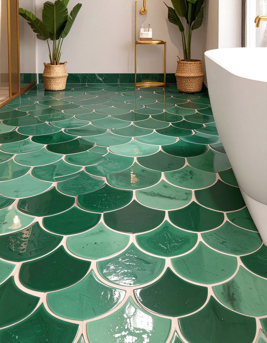 Moroccan Fish Scale Tile Bathroom Floor - 30 bathroom floor ideas