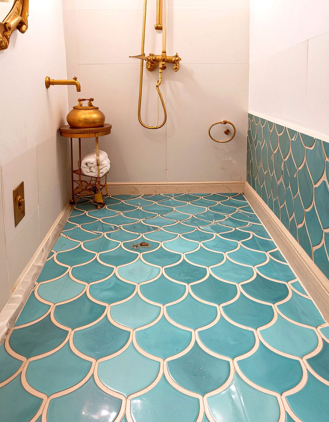 Moroccan Fish Scale Tile Shower Floor - 30 shower floor ideas