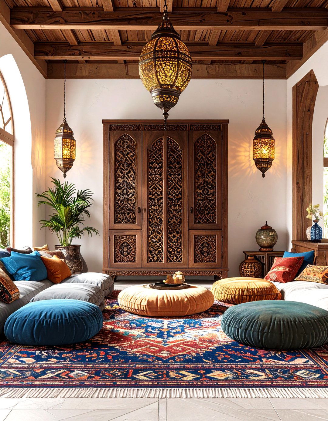 Moroccan Inspired Carved Wood Living Room Cabinet - 30 living room cabinet ideas