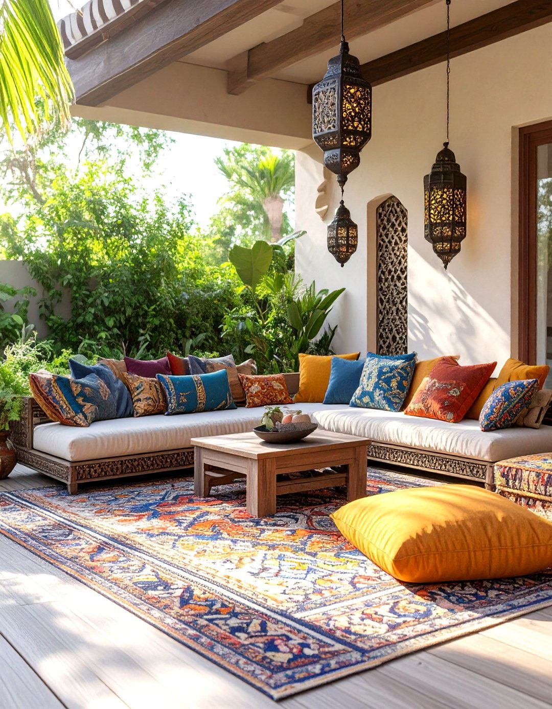 Moroccan Inspired Deck Lounge - 30 deck decorating ideas