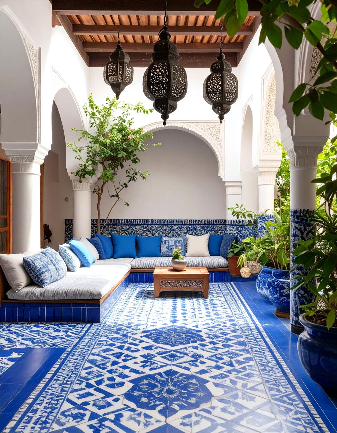 Moroccan Inspired Patio with Rich Colors and Intricate Patterns - 30 outdoor patio design pictures ideas