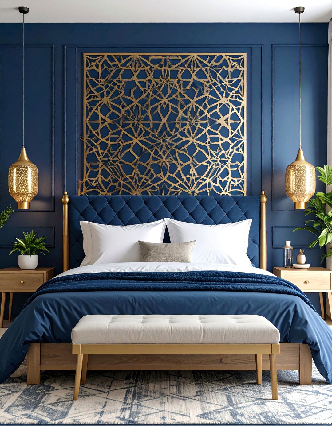Moroccan Inspired Stencil Wall - 30 accent wall ideas for bedroom