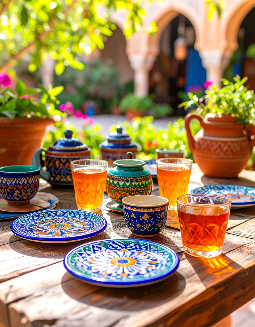 Moroccan Inspired Tile Coasters - 30 outdoor table decor ideas