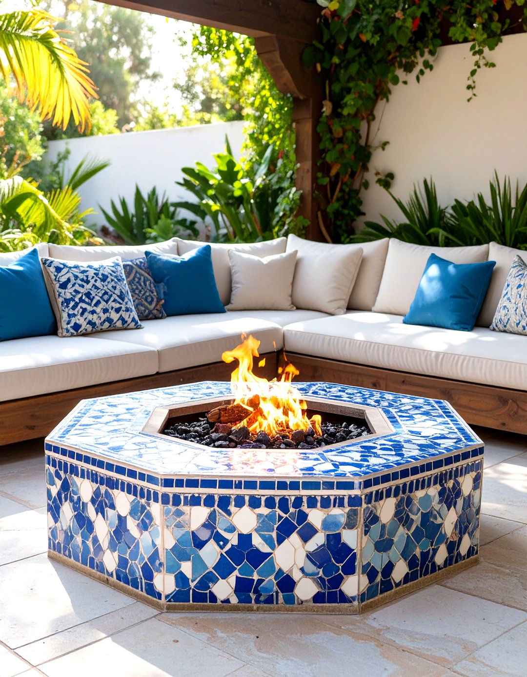 Moroccan Inspired Tiled Firepit - 30 outdoor firepit ideas