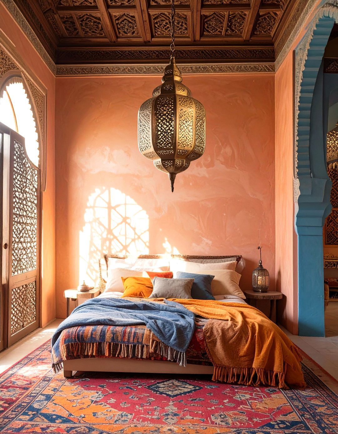 Moroccan Pierced Metal Lantern - 30 bedroom ceiling light ideas