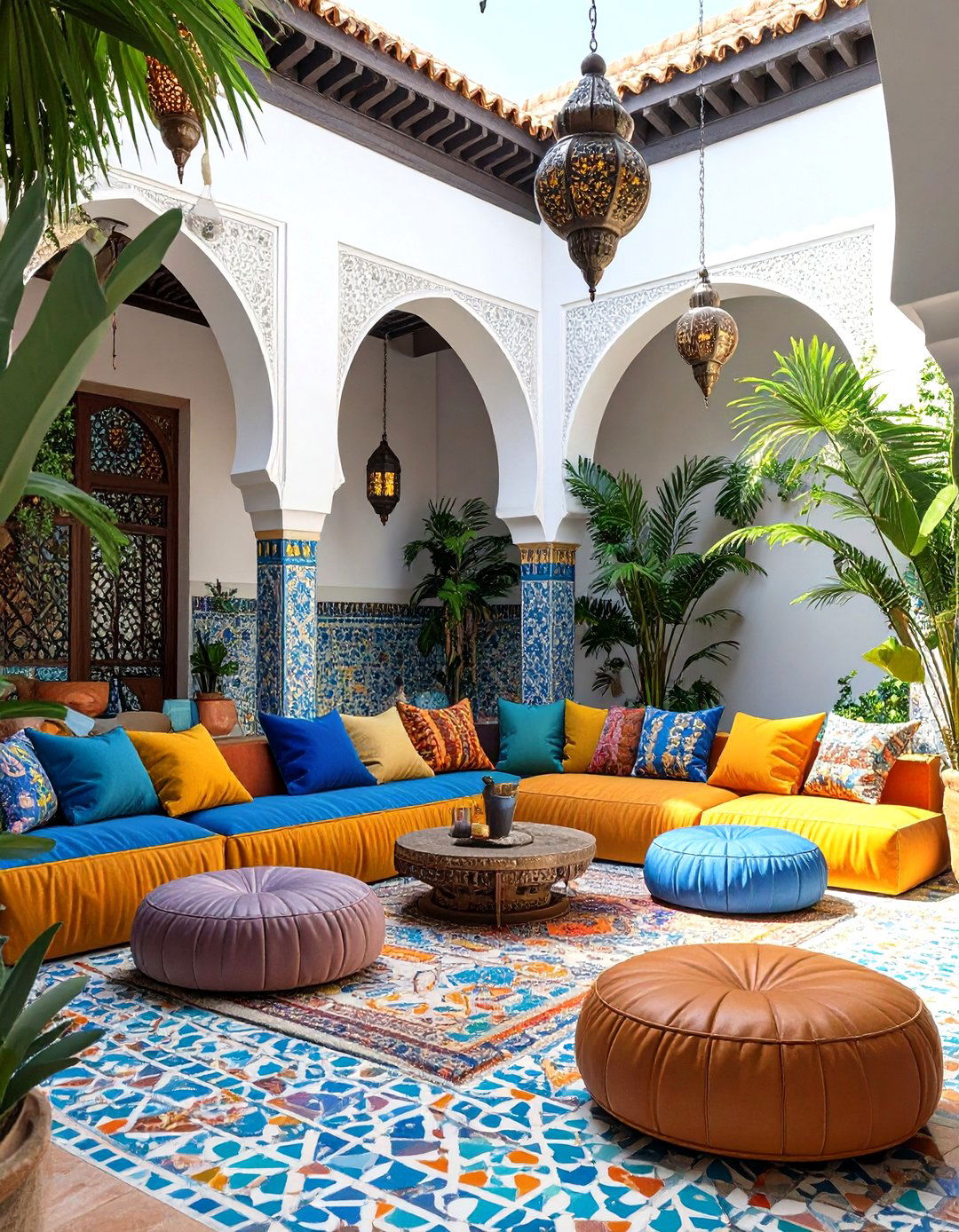 Moroccan Riad Inspired Courtyard Lounge - 30 sims 4 living room ideas