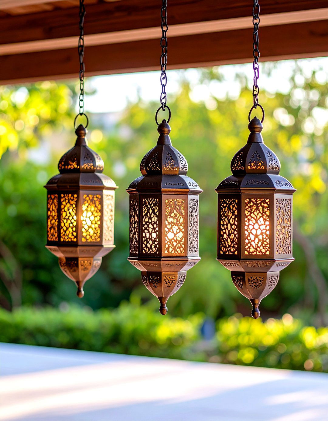 Moroccan Style Hanging Lanterns - 30 patio lights ideas