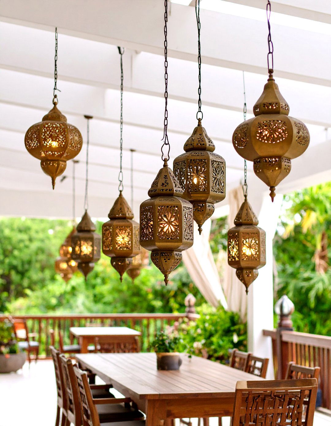 Moroccan Style Pierced Metal Patio Lanterns - 30 patio lighting ideas