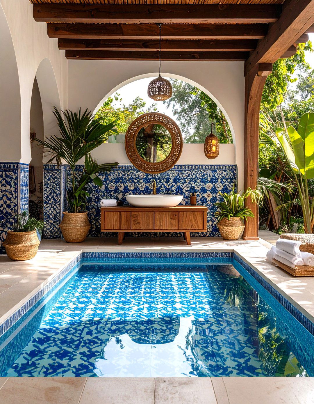 Moroccan Tile Accents - 30 pool bathroom ideas