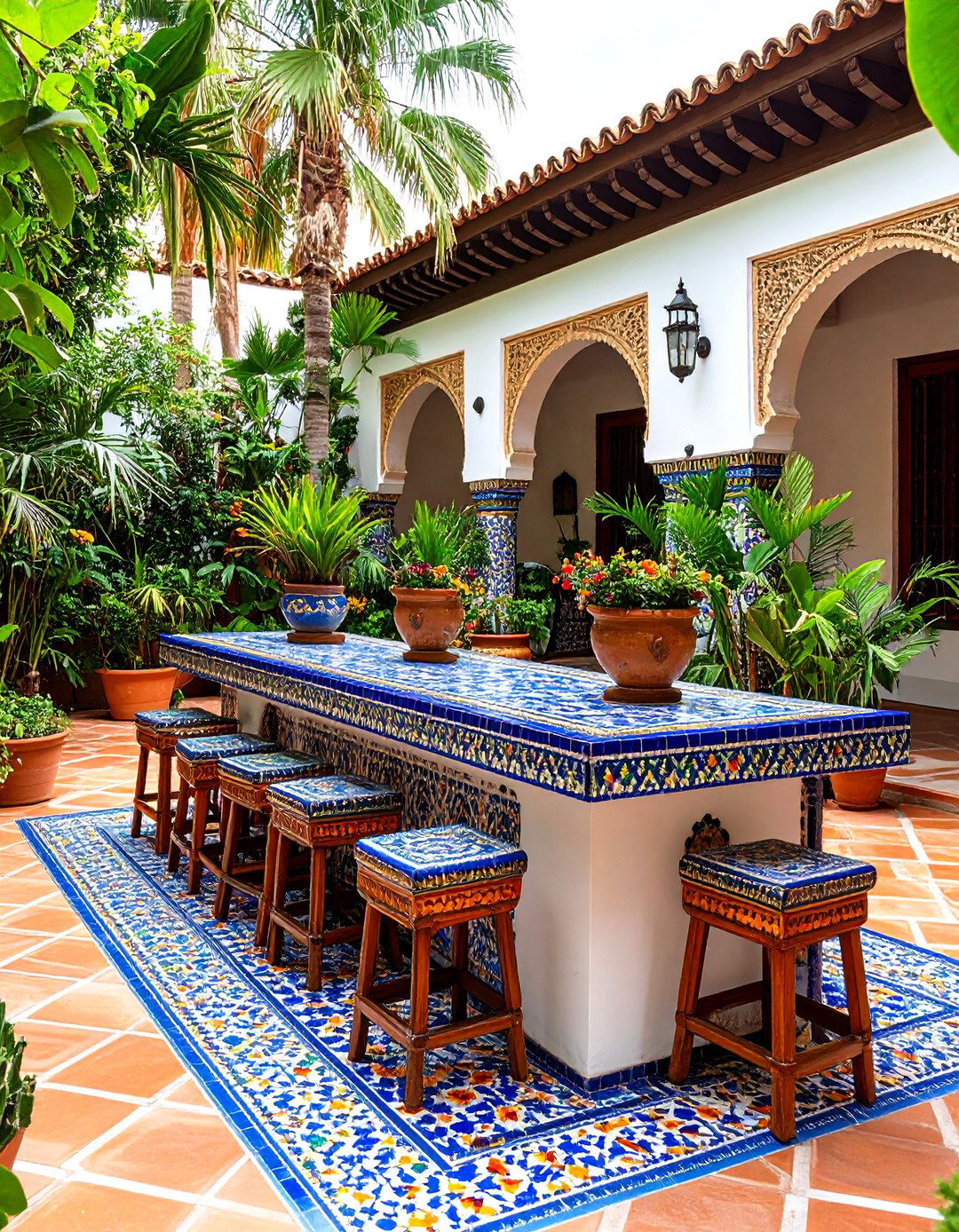 Moroccan Tile Top Patio Bar - 30 patio bar ideas