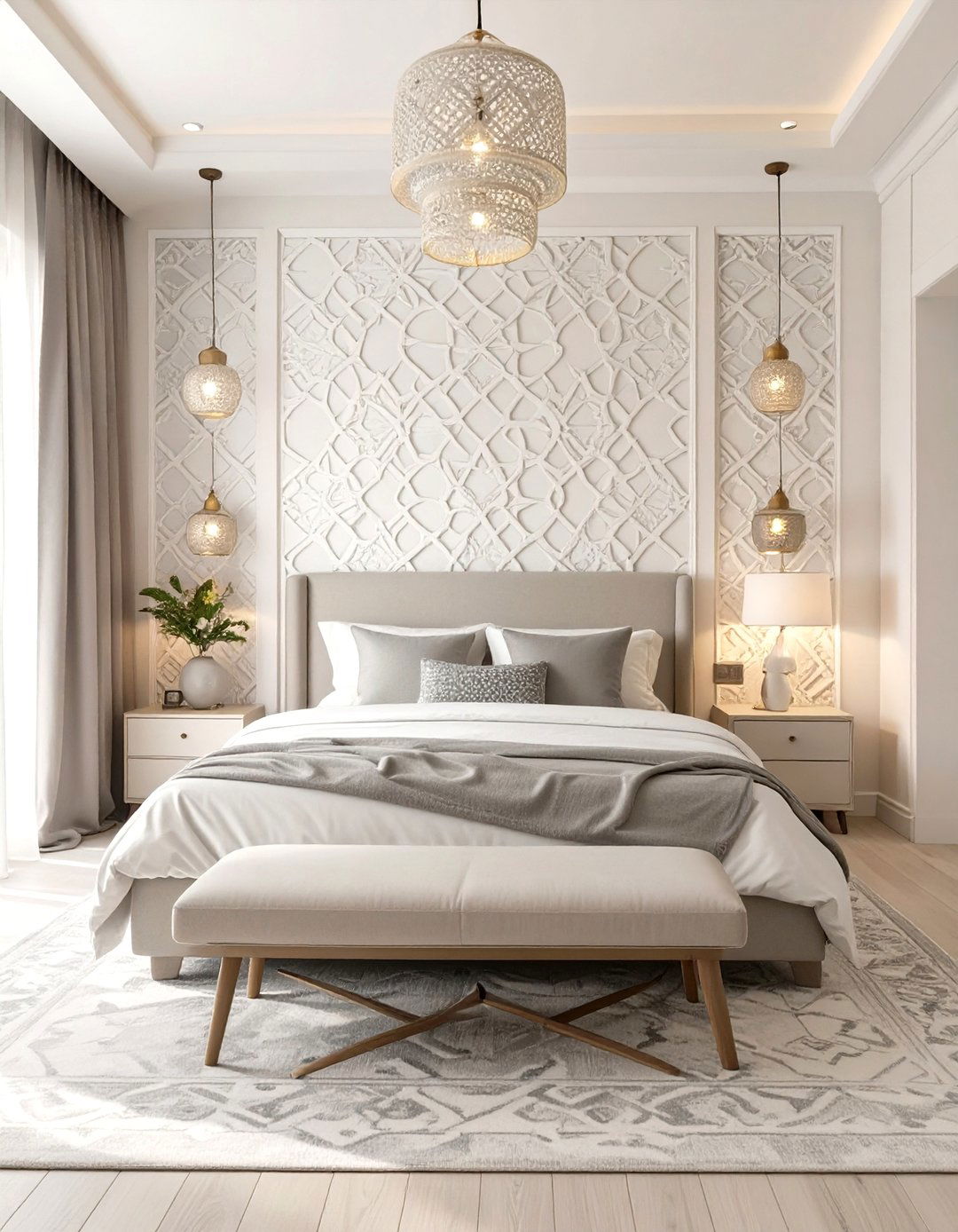 Moroccan Trellis Geometric Bedroom - 30 classy bedroom wallpaper designs