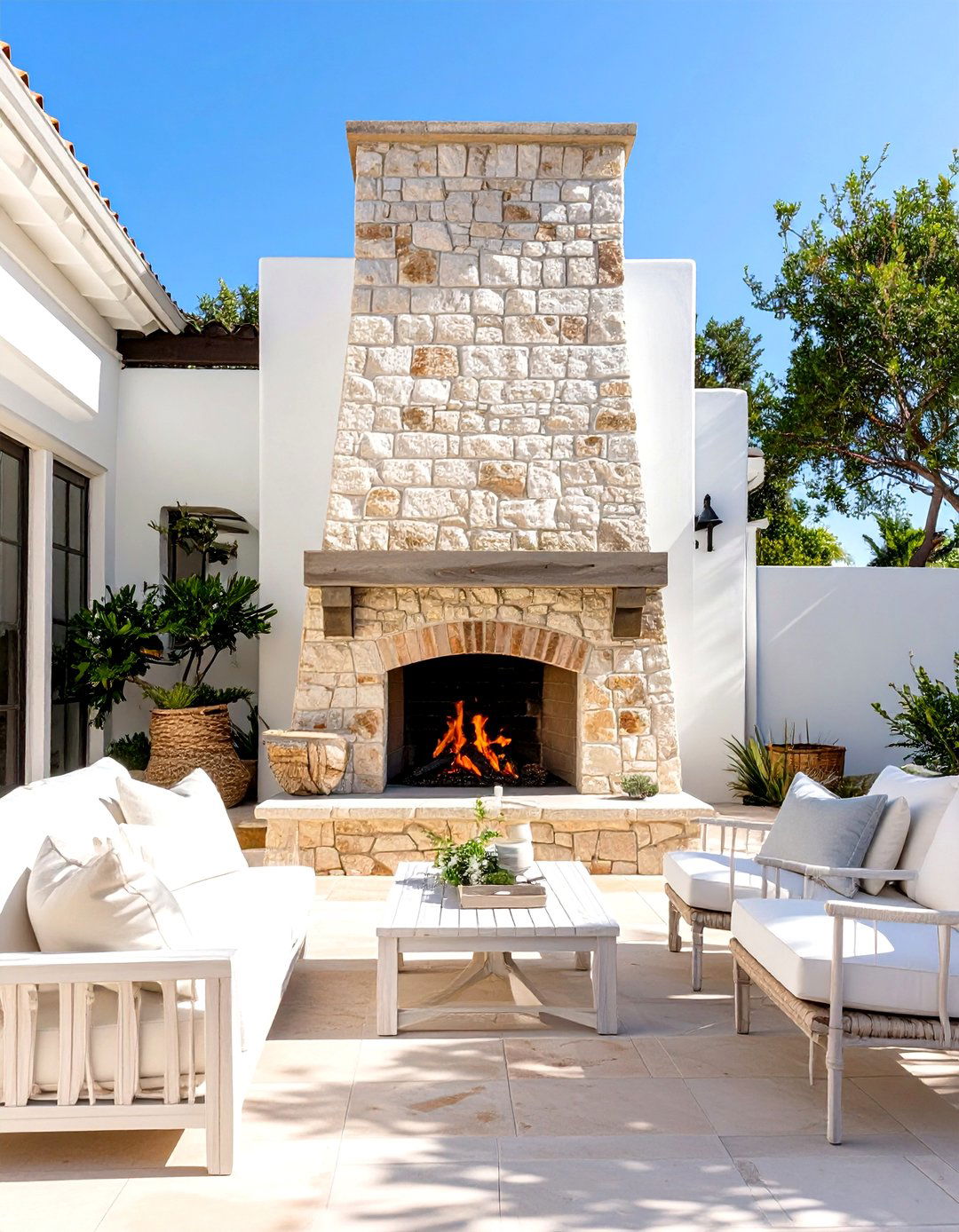 Mortar Washed Brick Outdoor Fireplace - 30 outdoor fireplace ideas