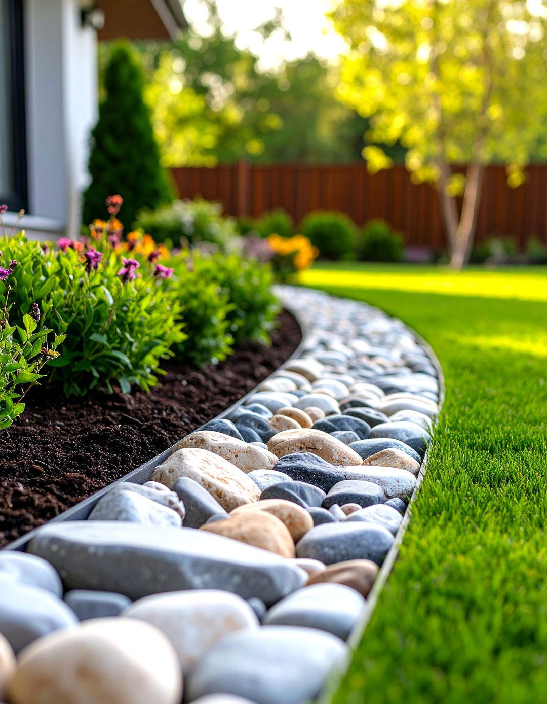 Mortared Stone Lawn Edging - 30 lawn edging ideas