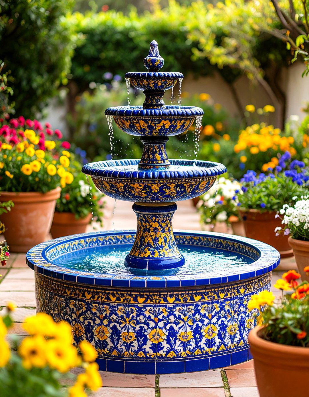 Mosaic Tile Garden Fountain - 30 garden fountain ideas