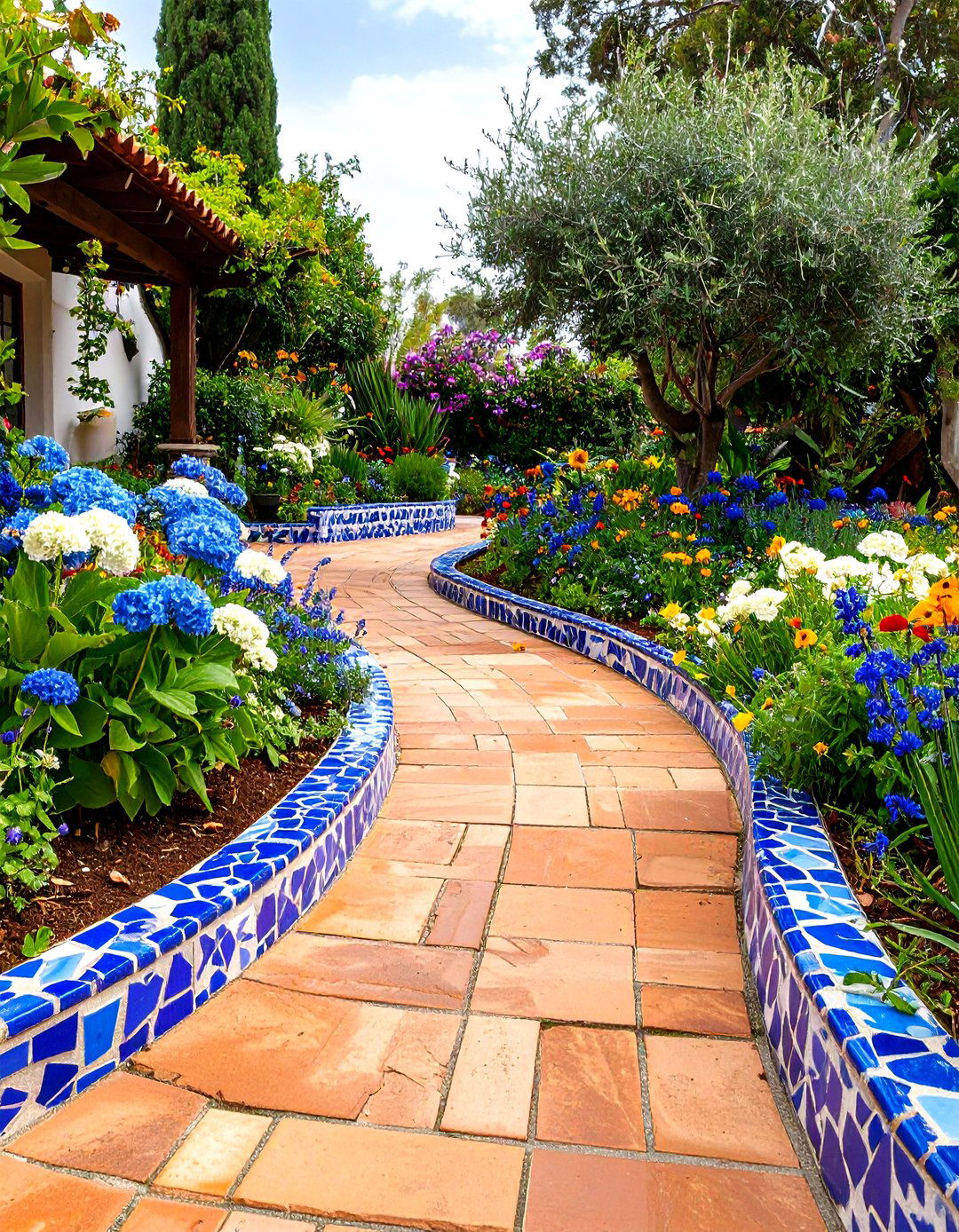 Mosaic Tile Patio Edging - 30 patio edging ideas