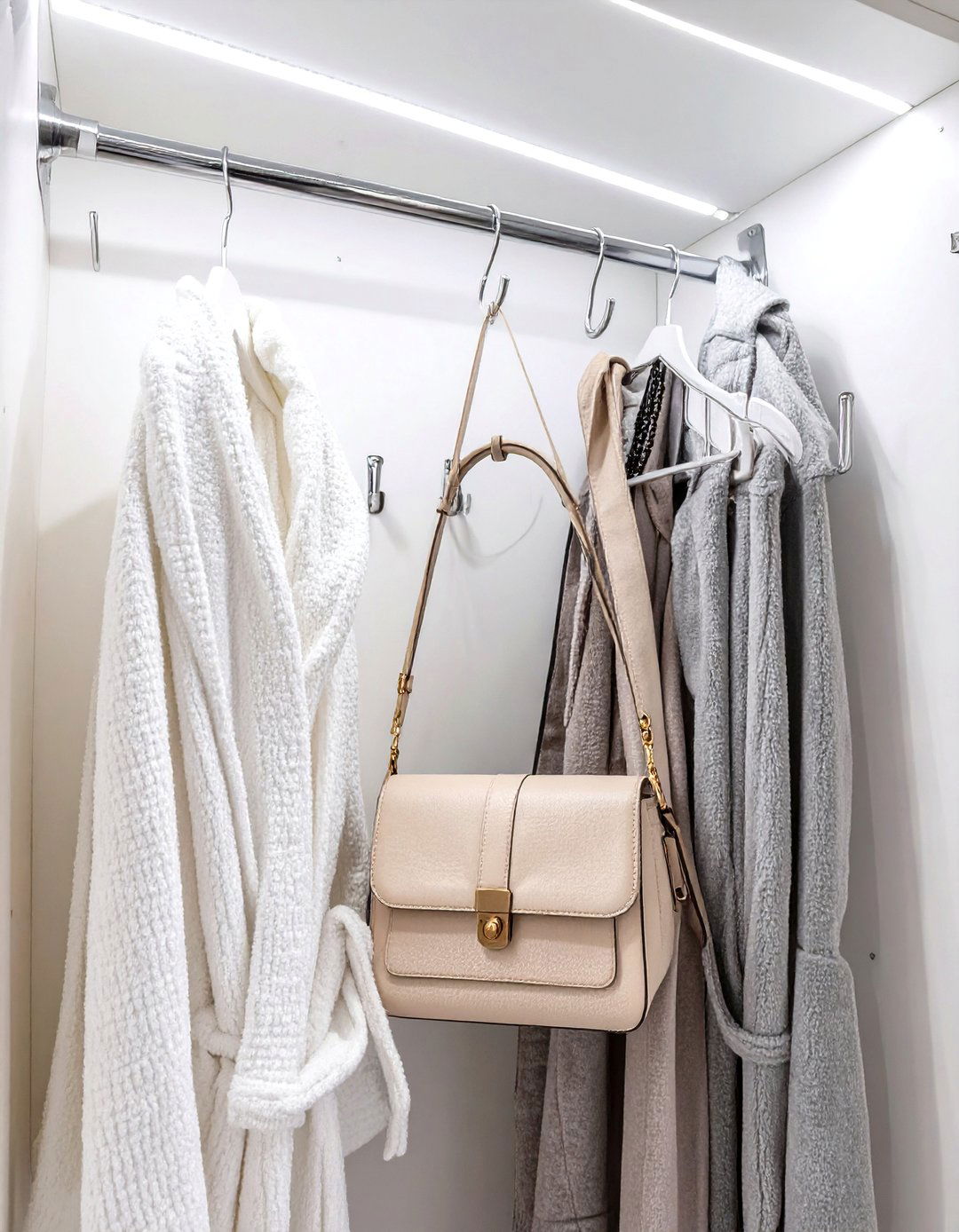 Mount Hooks on Unused Wall Space - 30 small closet ideas for bedroom