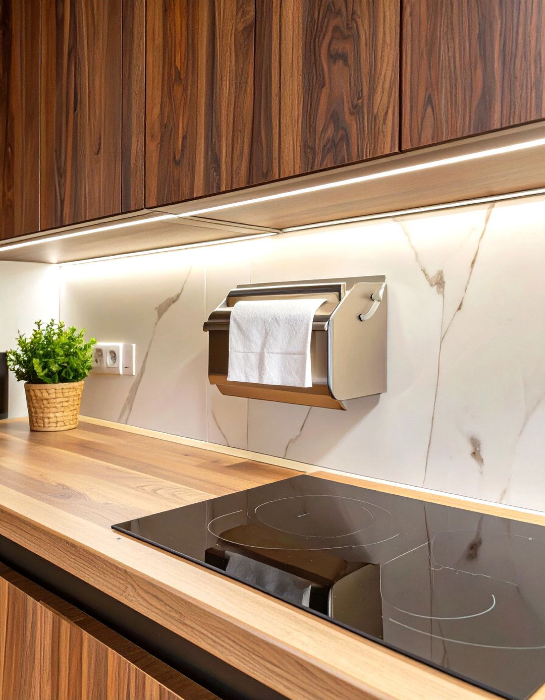 Mount a Paper Towel Holder Under a Cabinet - 30 small kitchen storage ideas