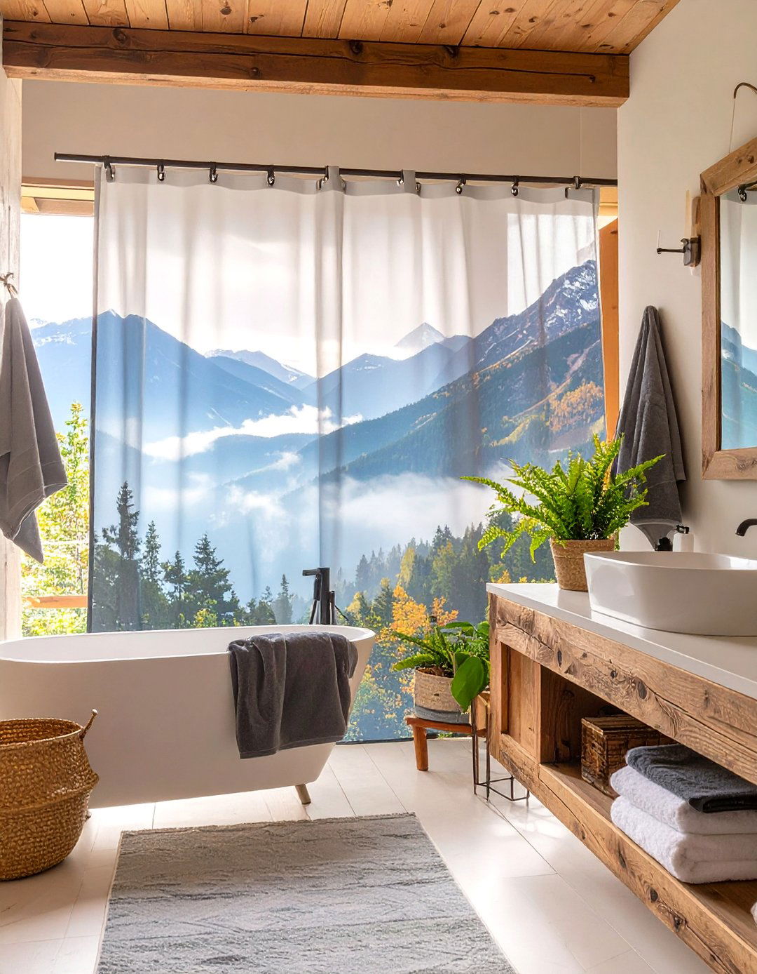 Mountain Landscape Bathroom - 30 bathroom shower curtain ideas