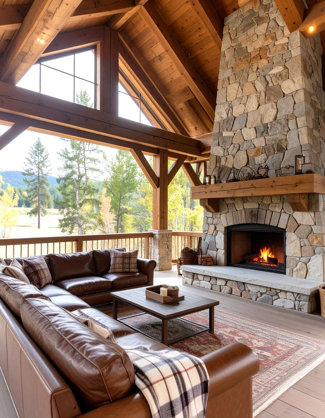 Mountain Lodge Inspired Deck - 30 covered back porch ideas