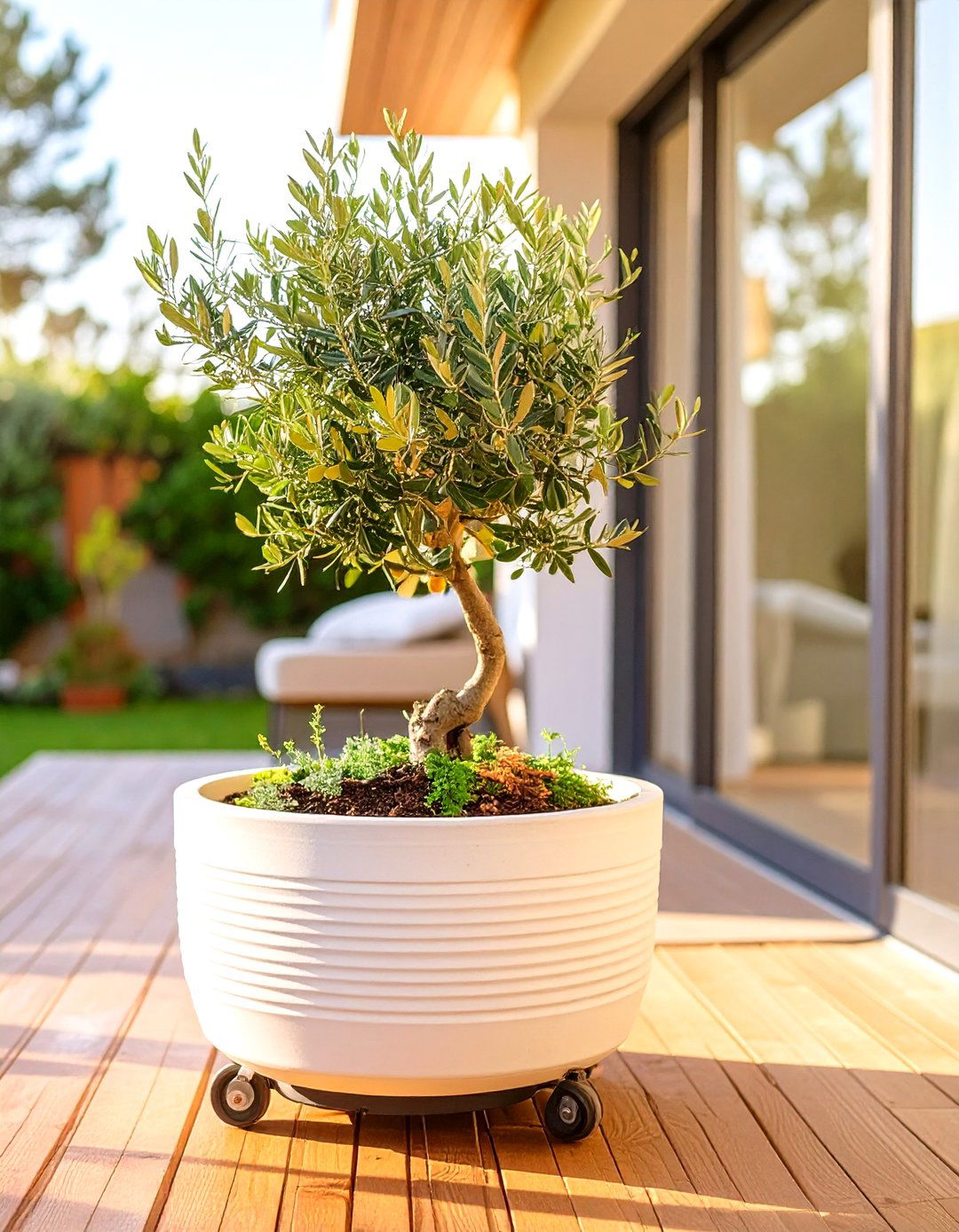 Moveable Planters on Wheels for a Patio - 30 small patio garden ideas