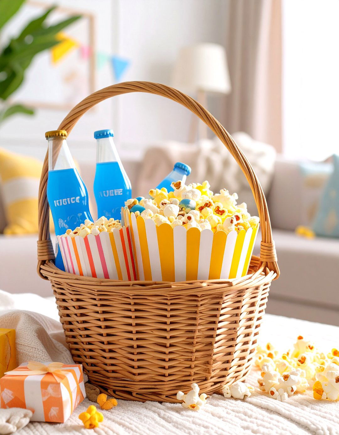 Movie Night at Home Baskets - 30 gift ideas for baby shower games
