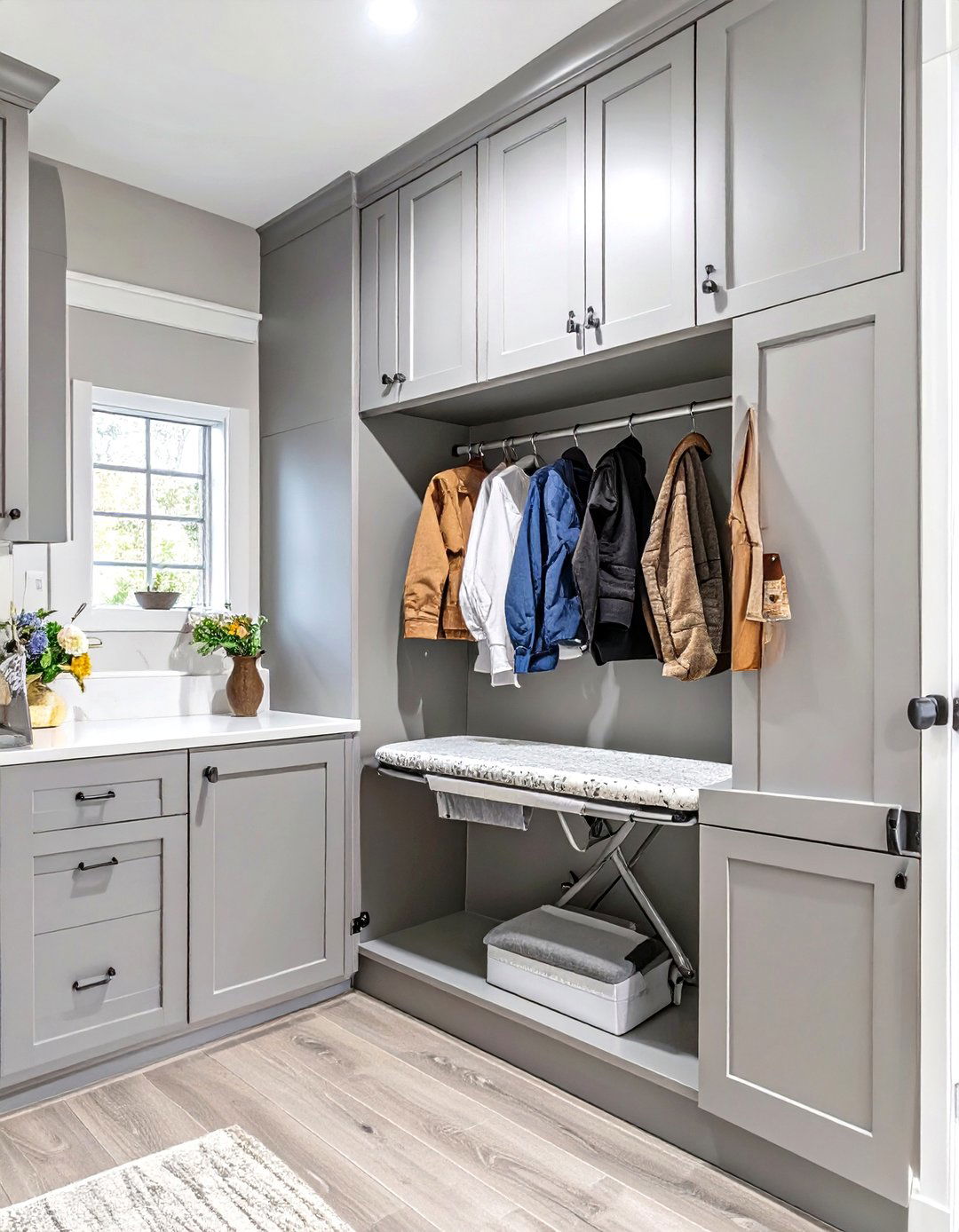 Mudroom with a Hidden Ironing Board - 30 modern mudroom ideas