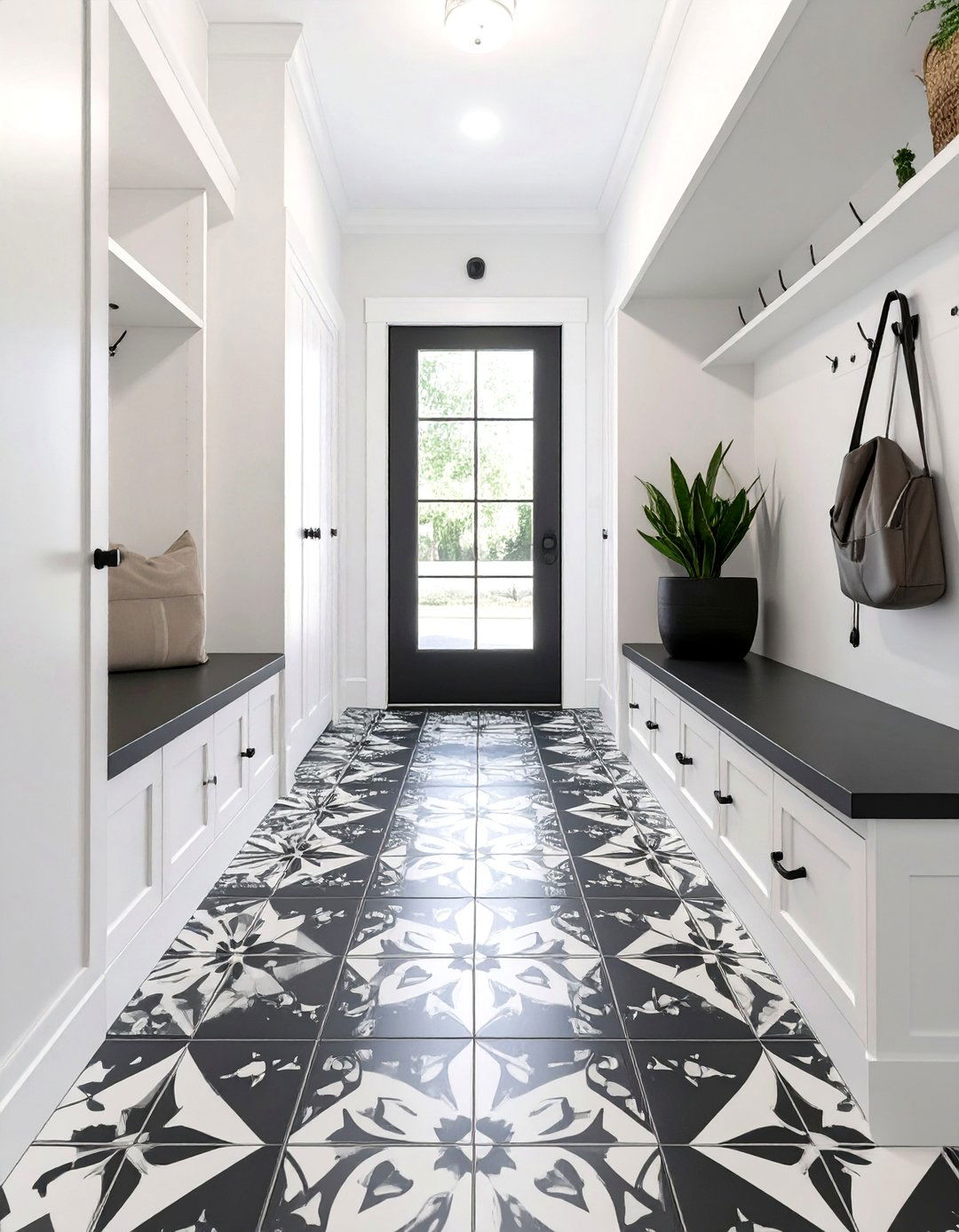 Mudroom with a Statement Floor - 30 mudroom inspiration