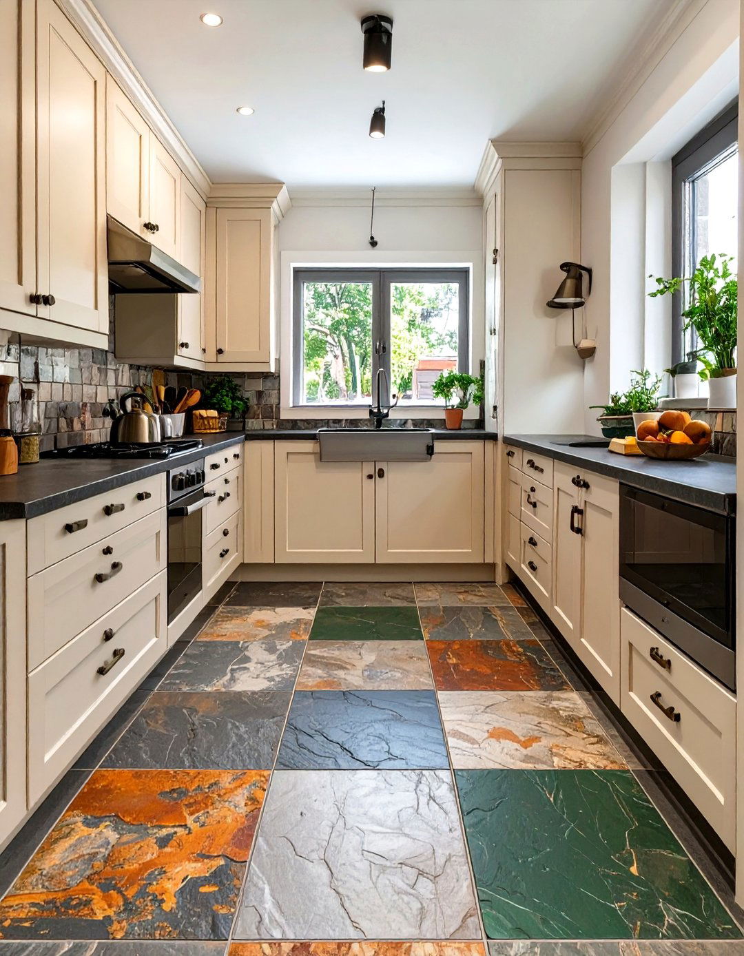 Multi Color Slate Kitchen Floor Tile - 30 small kitchen floor tile ideas