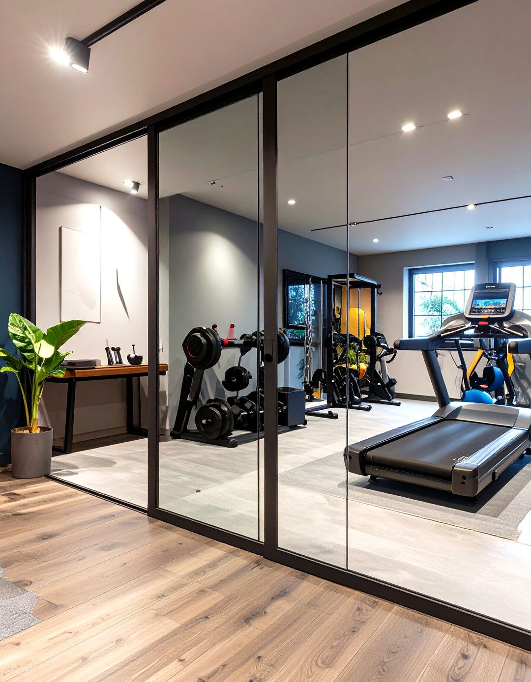 Multi Functional Home Gym and Office - 30 basement gym ideas