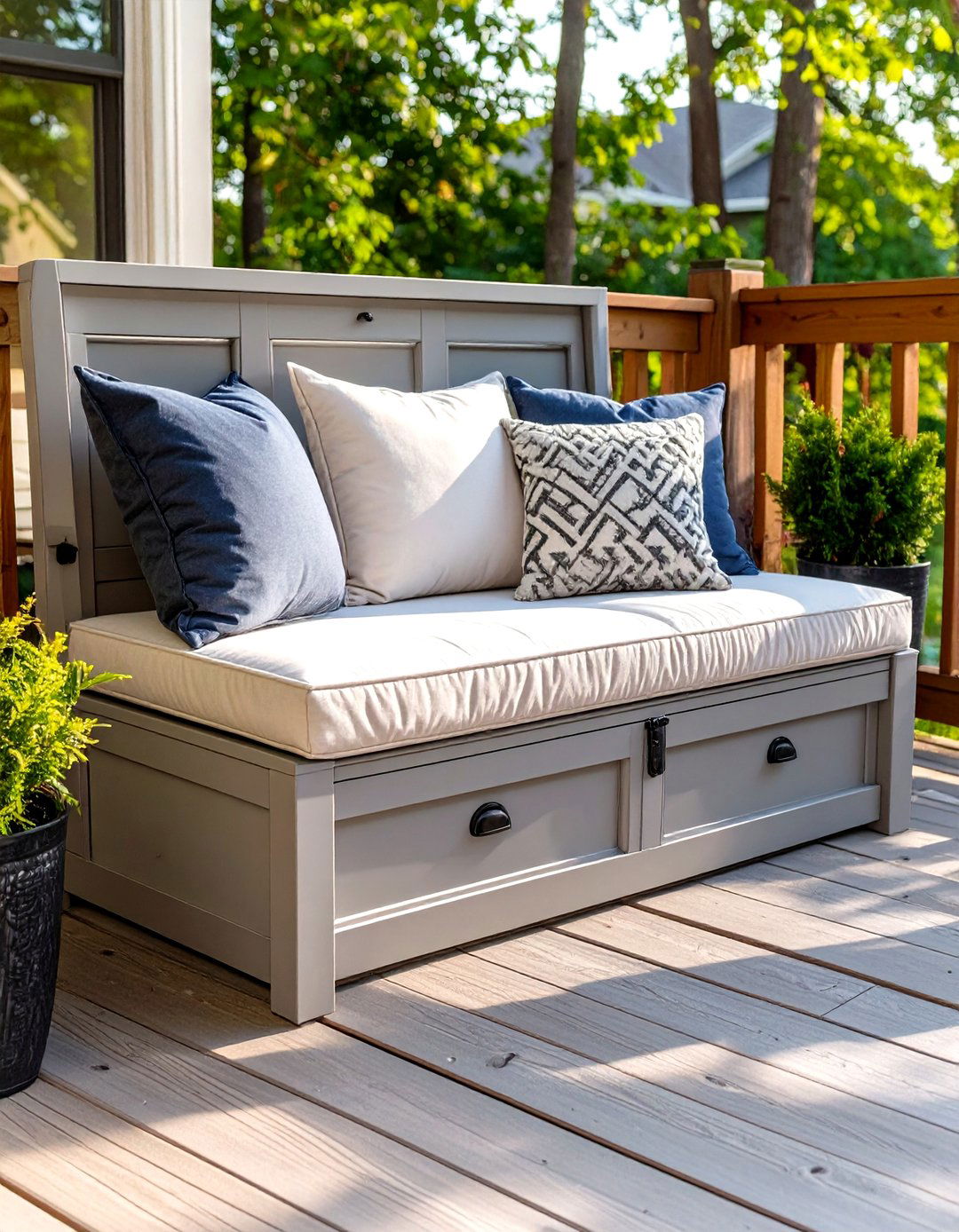 Multi Functional Storage Bench for Small Decks - 30 small deck furniture ideas
