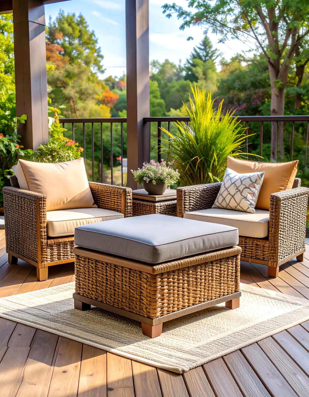 Multi Functional Storage Ottoman - 30 small deck decorating ideas