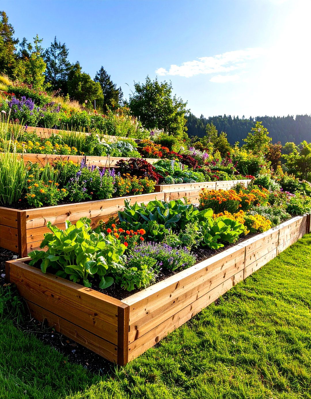 Multi Level Contoured Raised Garden Bed - 30 raised garden bed designs