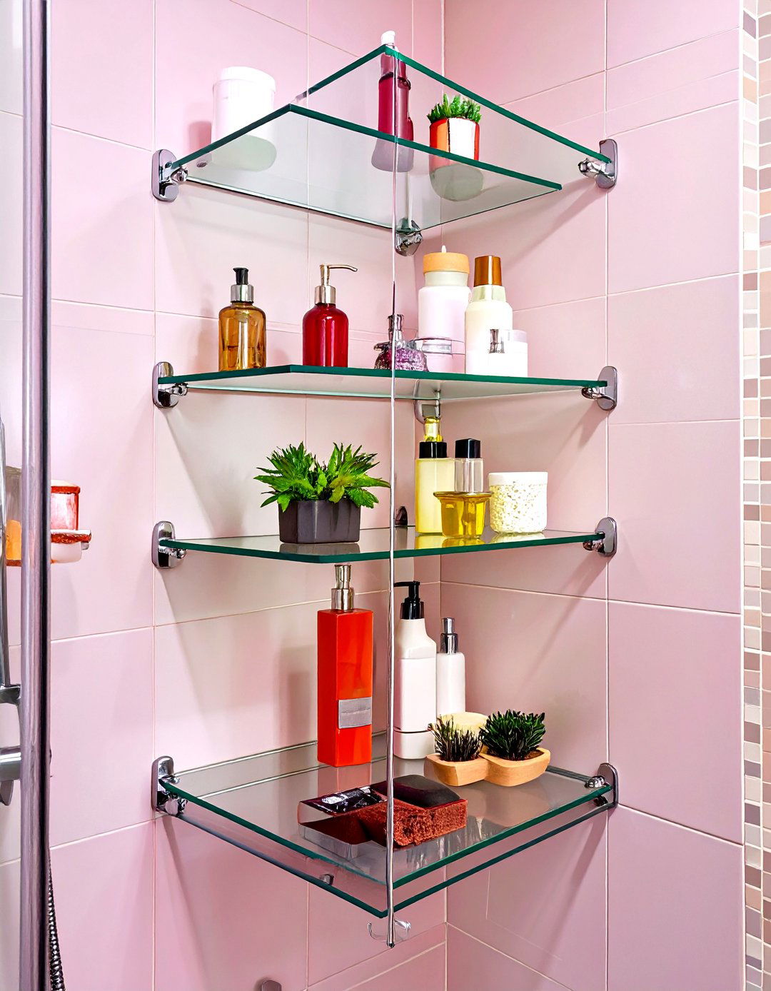 Multi Level Corner Shower Shelves - 30 shower shelf ideas