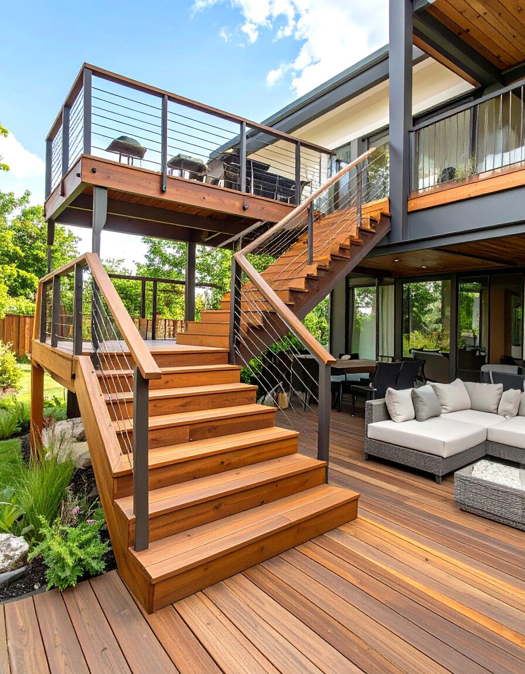 30 Deck Stair Ideas for Stylish Backyard Transitions - We Love Home Blog