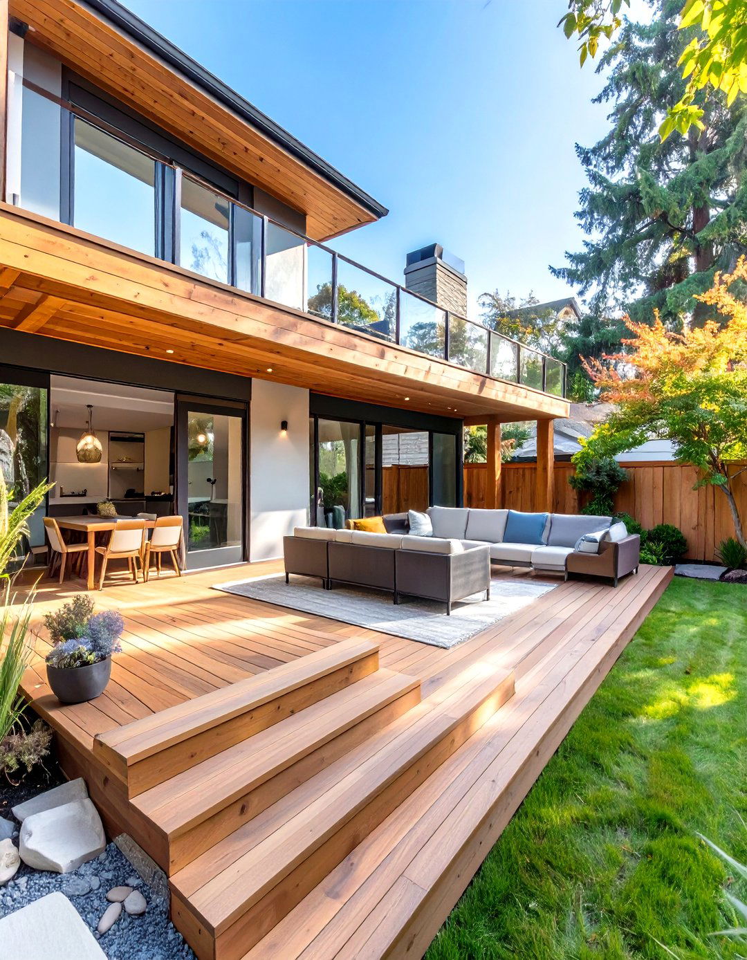 Multi Level Deck for Zoned Activities - 30 outdoor living space ideas
